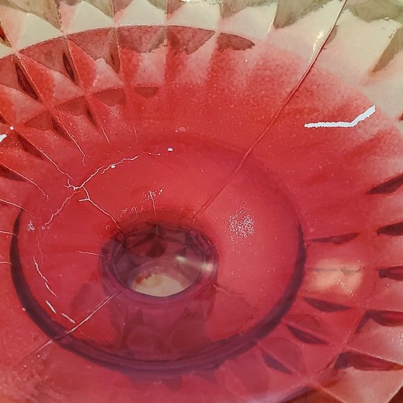 Vtg/MCM/Retro yellow/red Ambrosia Glass Pedestal Candy Dish - Picture 6 of 6